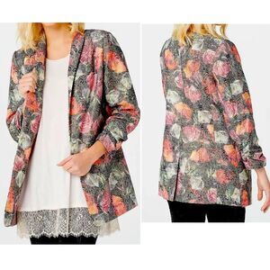 LOGO LAVISH By Lori Goldstein Woven Floral Metallic Jacquard Jacket-XS